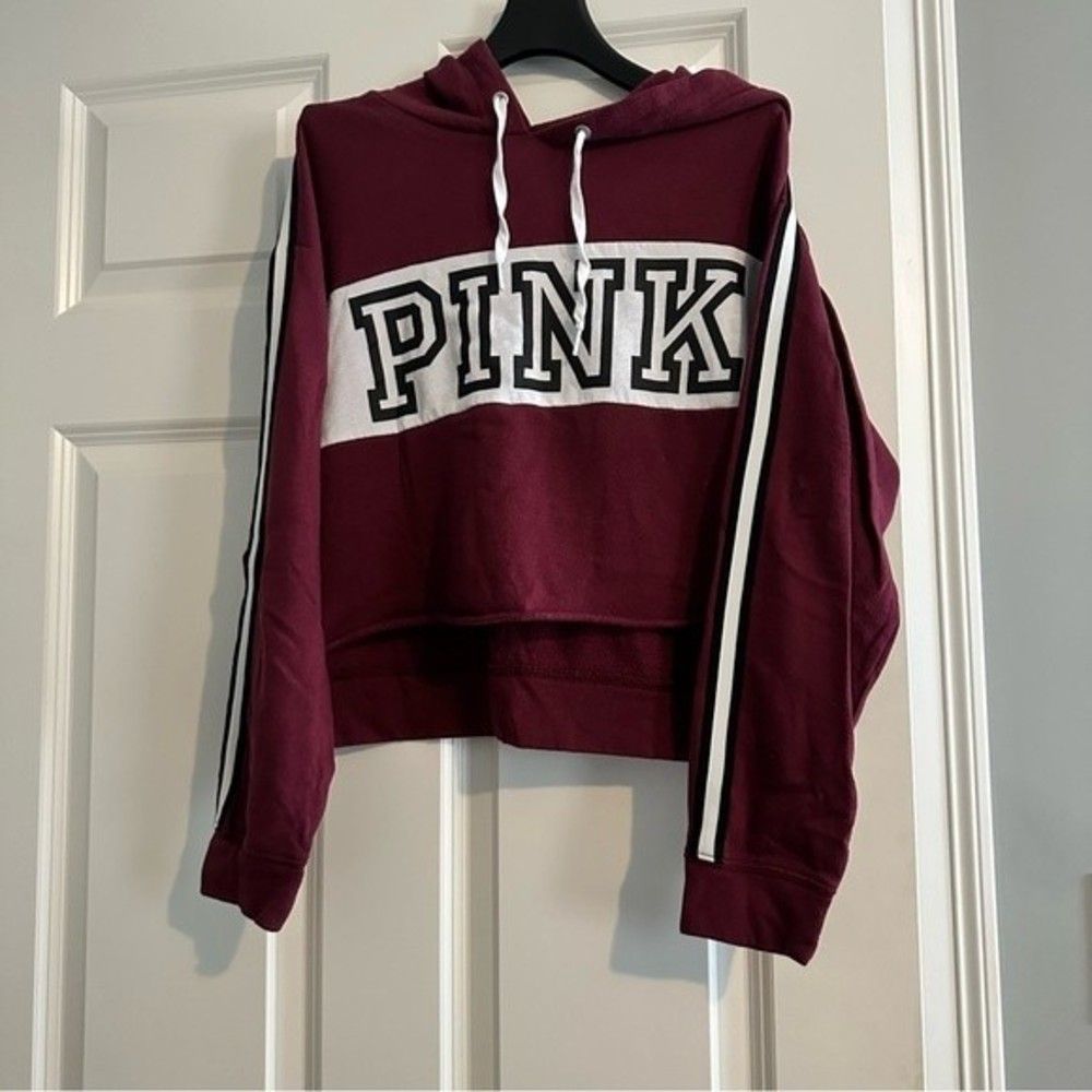 Victorias Secret Maroon Cropped Hoodie
